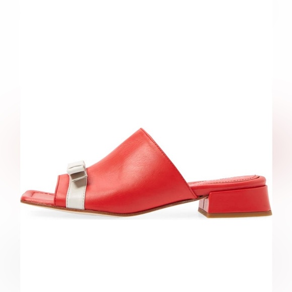 BEAUTIISOLES Elisa slide red & white sandal/women size 6 - Picture 5 of 8